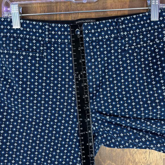 Banana Republic Womens Pants Navy Blue White All Over Pattern Jackson Stretch 4 - Picture 8 of 12